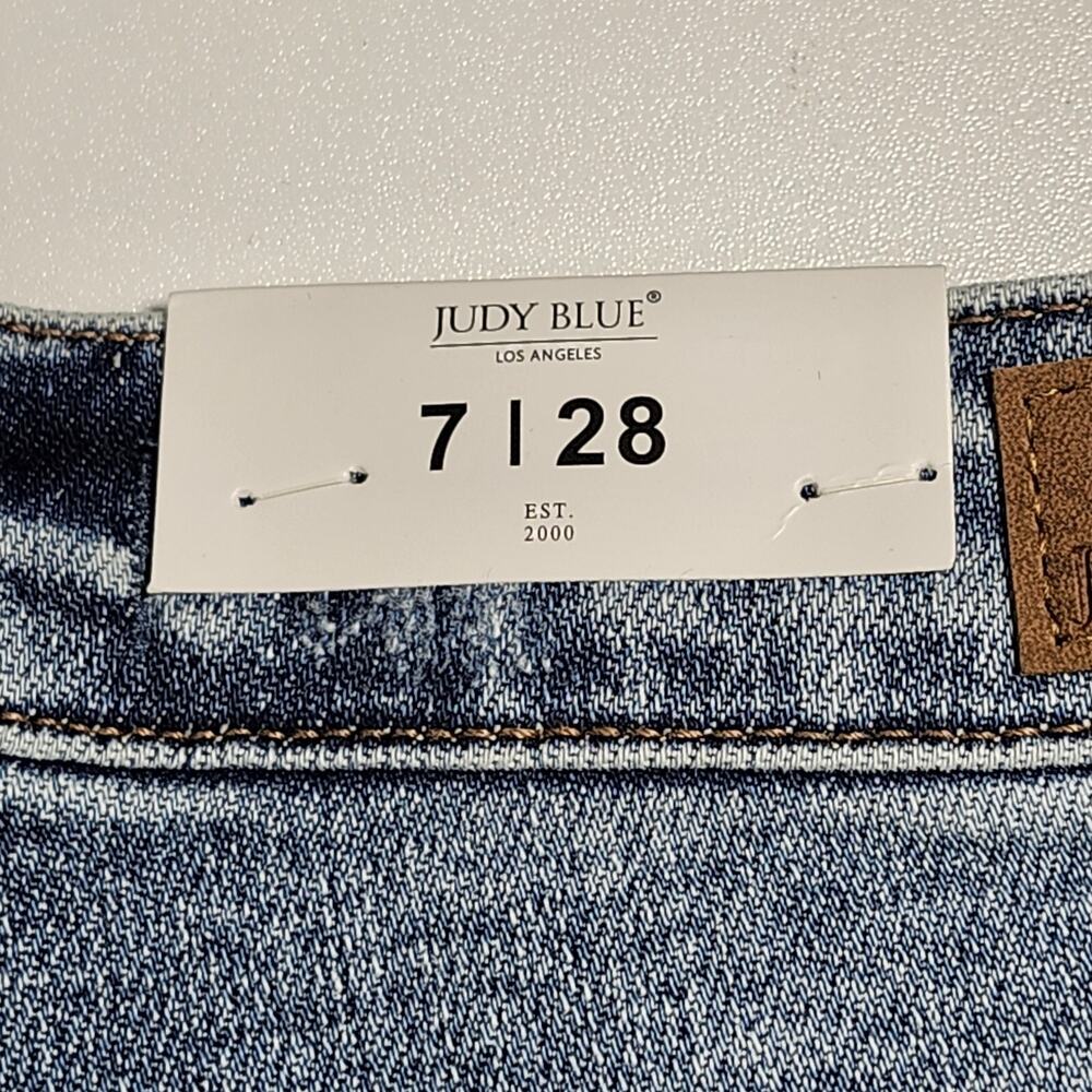 Judy Blue Jeans Womens Sz 7/28 High Waist Flare Fit Distressed Stretch Fray Cuff - Picture 9 of 16